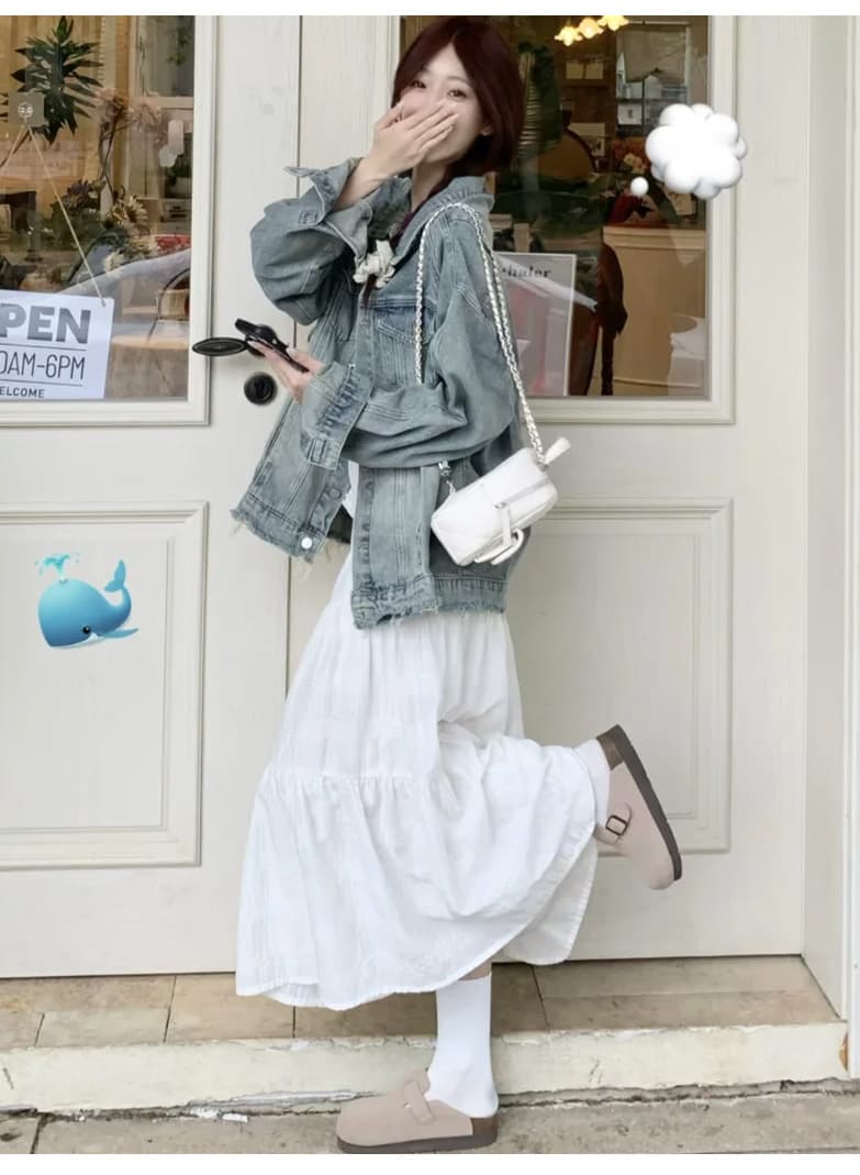 白スカート ふんわり重ね仕立てティアードスカート