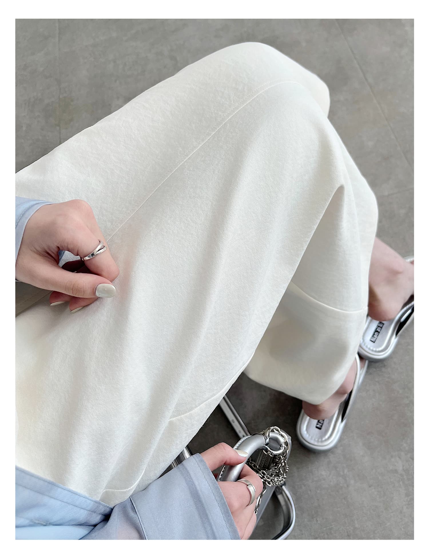 白スカート すっきりシルエット ロングスカート