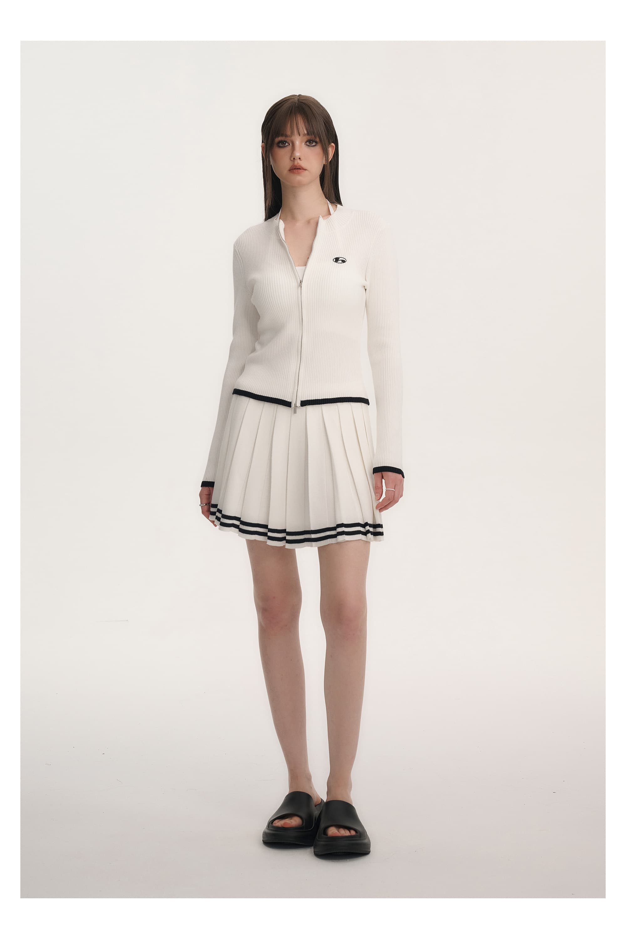 白スカート プリーツミニスカート