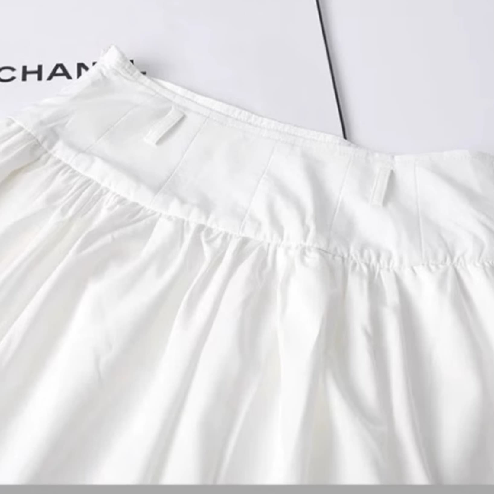 白スカート ボリュームギャザーマキシ丈スカート