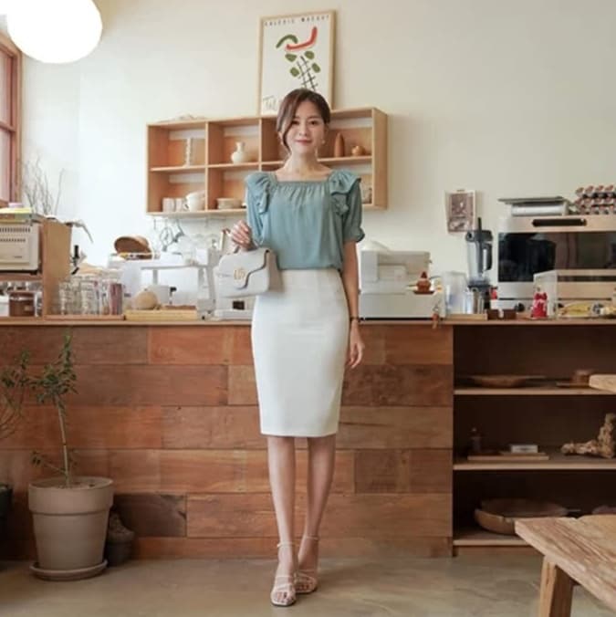 白スカート シンプル上品タイトスカート