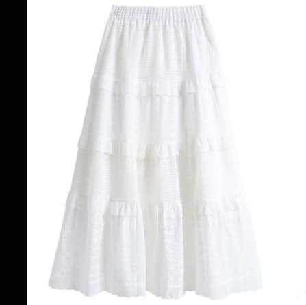 白スカート シフォン重ね二段フリルスカート