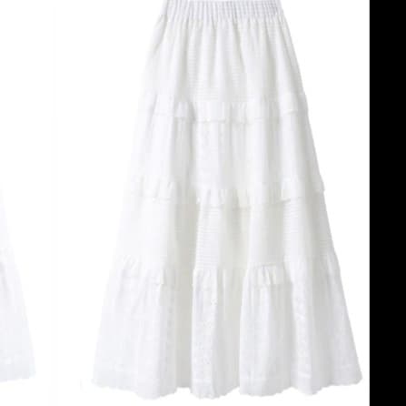 白スカート シフォン重ね二段フリルスカート