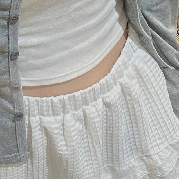 白スカート シフォン重ね二段フリルスカート