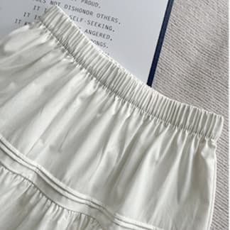 白スカート ティアードロング ギャザーフレアスカート