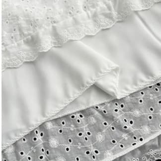 白スカート 刺繍レース ティアードフレアスカート