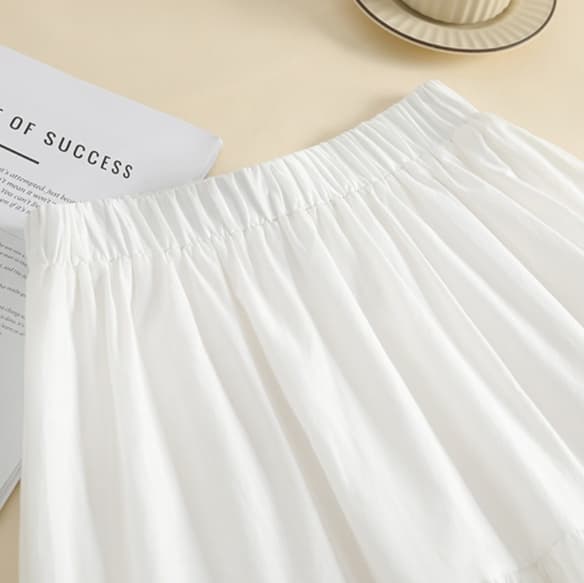 白スカート レース装飾フレアスカート