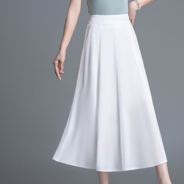 白スカート プリーツ優美な大人スカート
