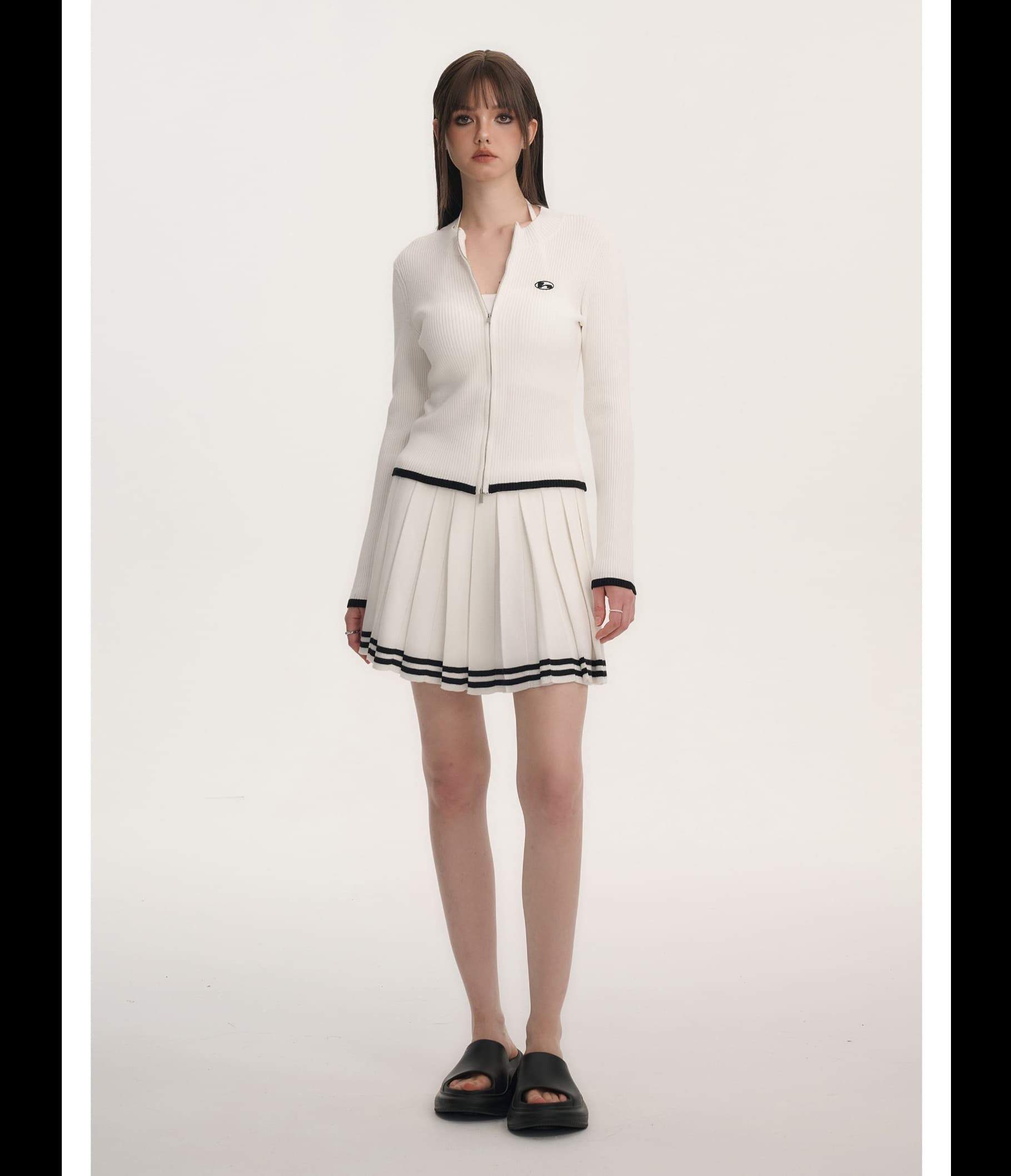 白スカート プリーツミニスカート