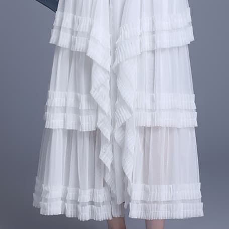 白スカート プリーツやわらかギャザースカート