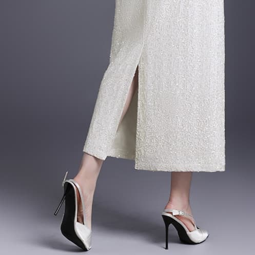 白スカート タイト輝きをまとう上品ロングスカート