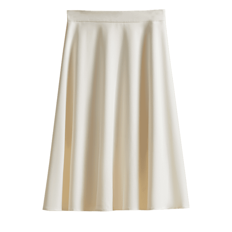 白スカート しなやかフレアミディスカート