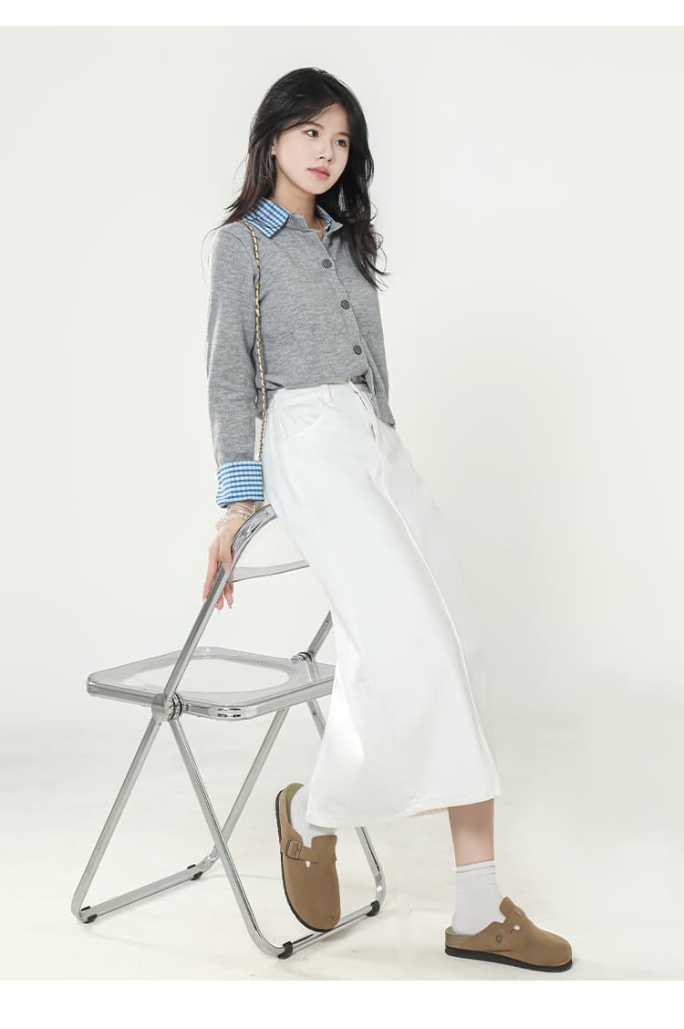 白スカート タイトデニムシルエットスカート