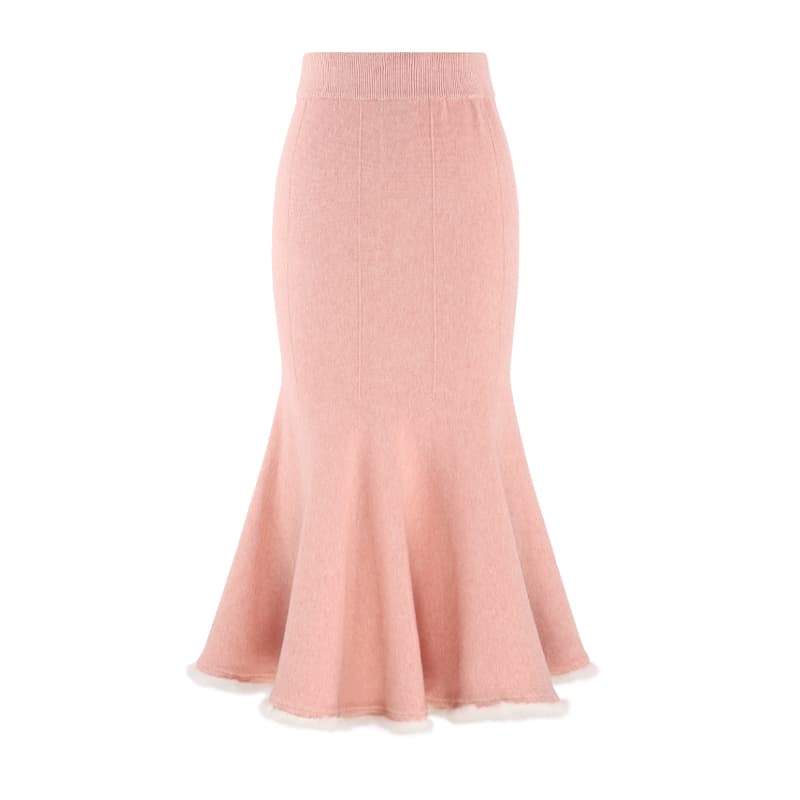 白スカート マーメイド 優美な曲線シルエット