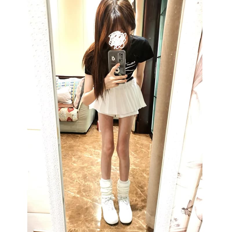 白スカート サマーガーリープリーツスカート