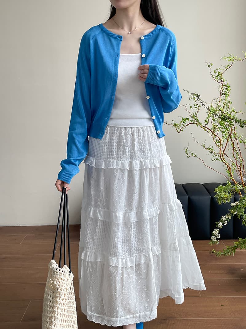 白スカート ティアードデザイン ふんわりマキシスカート