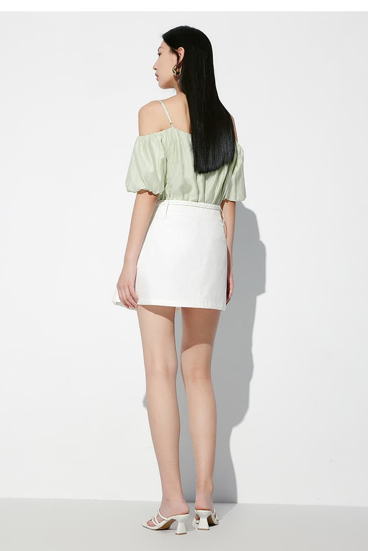 白スカート 優美なプリーツミニスカート