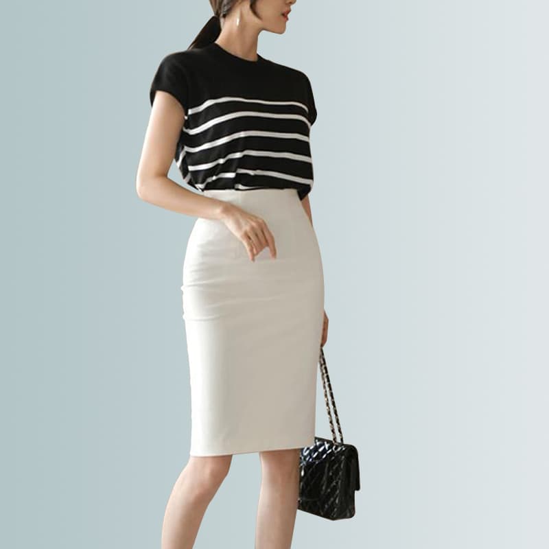 白スカート シンプル美人のタイトスカート