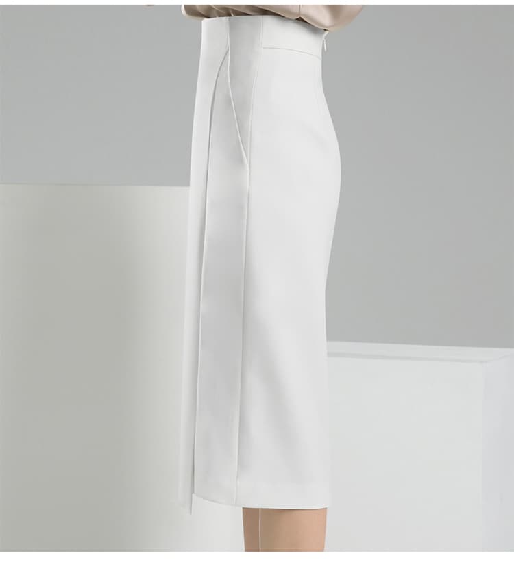 白スカート すっきりミディ丈ペンシルスカート