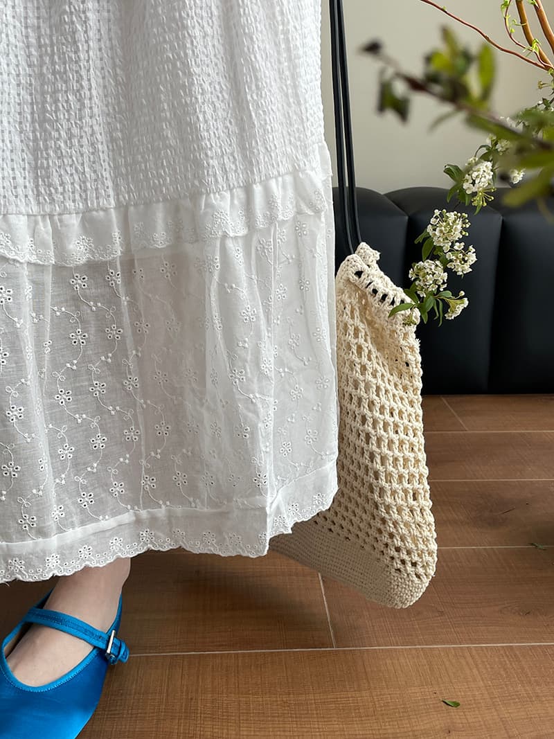 白スカート ティアードデザイン ふんわりマキシスカート