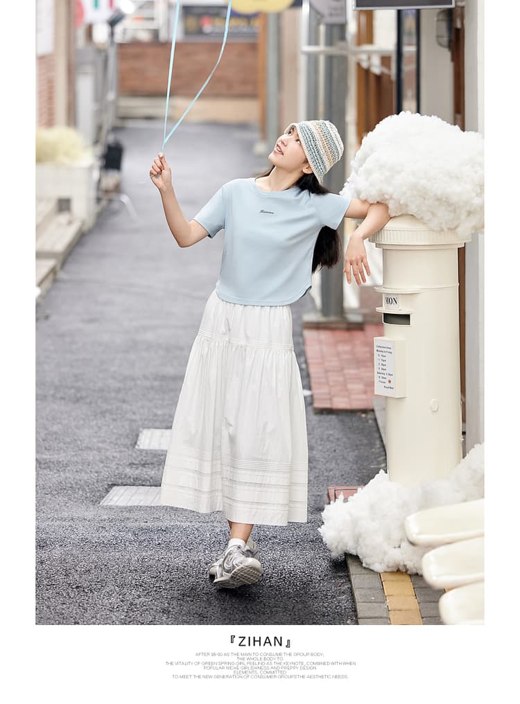 白スカート 優美な段プリーツティアードスカート