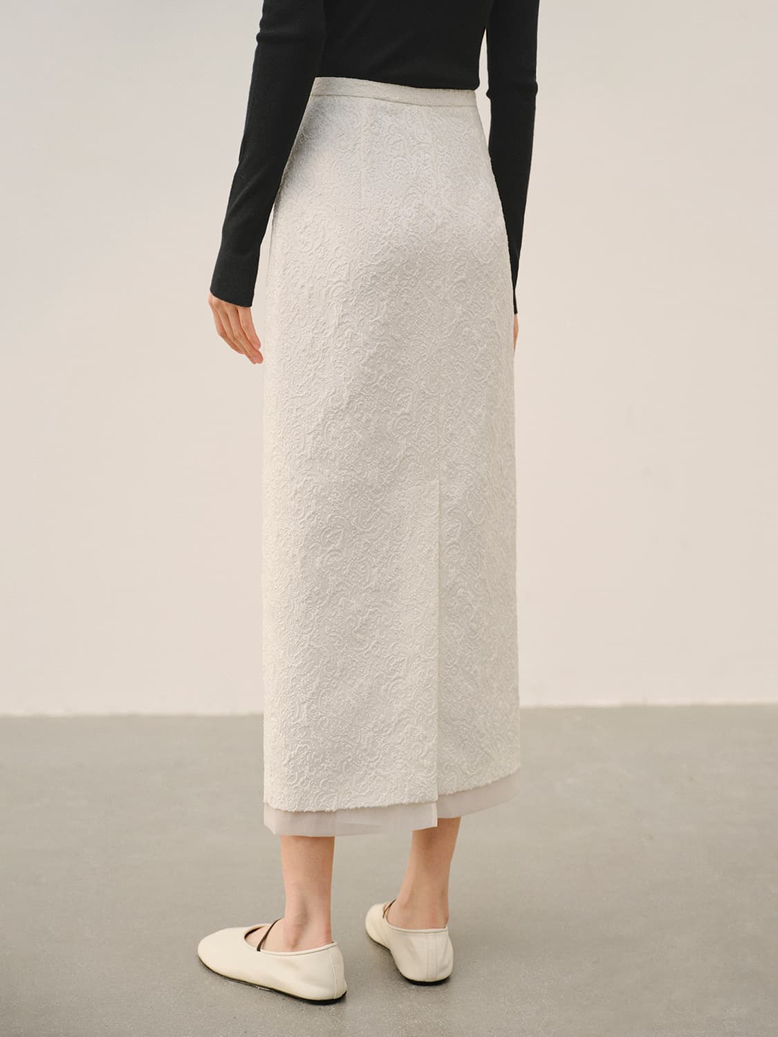 白スカート タイトしわ加工ニュアンススカート