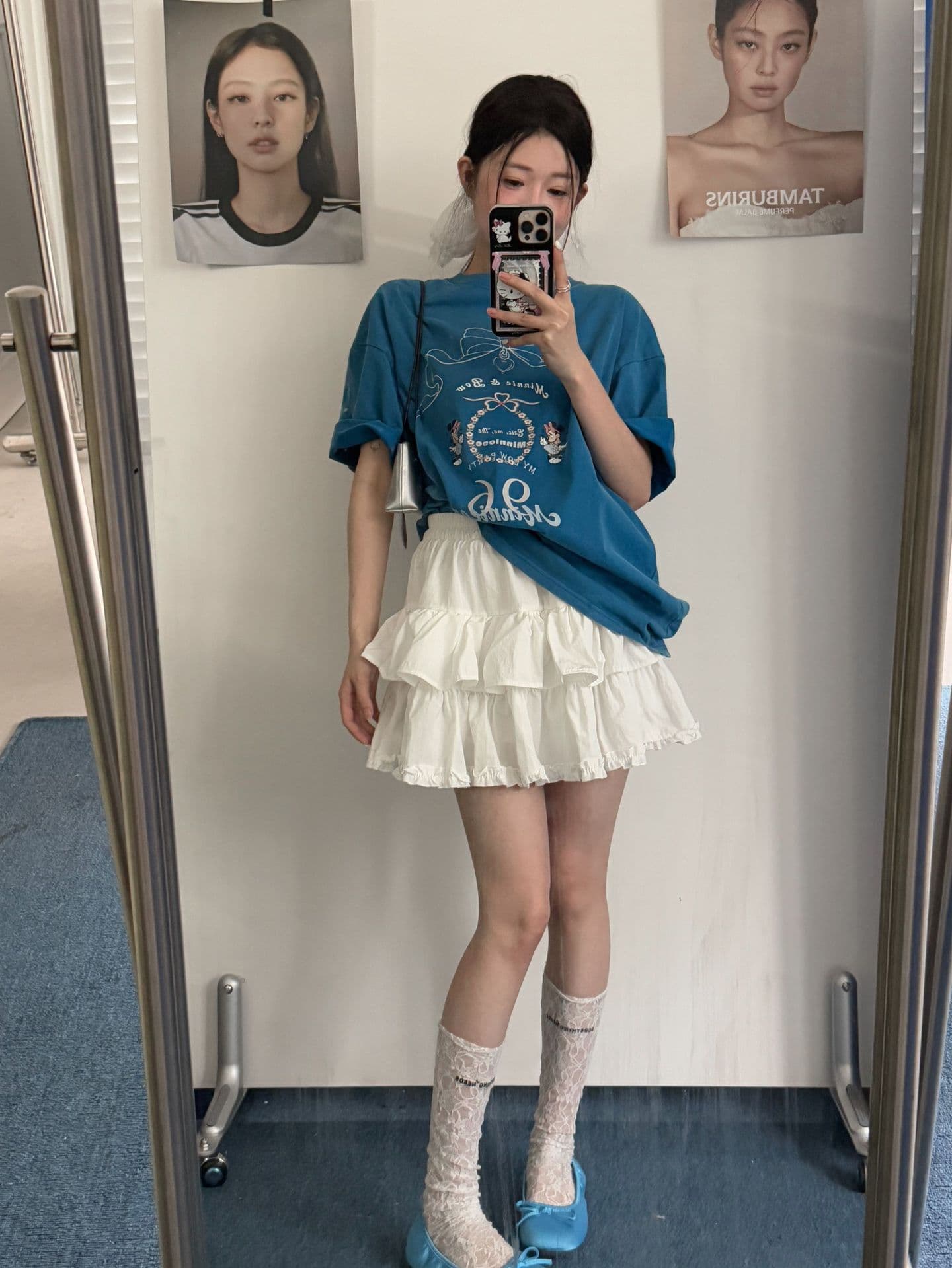 白スカート  ティアードフリル二段プリーツミニスカート