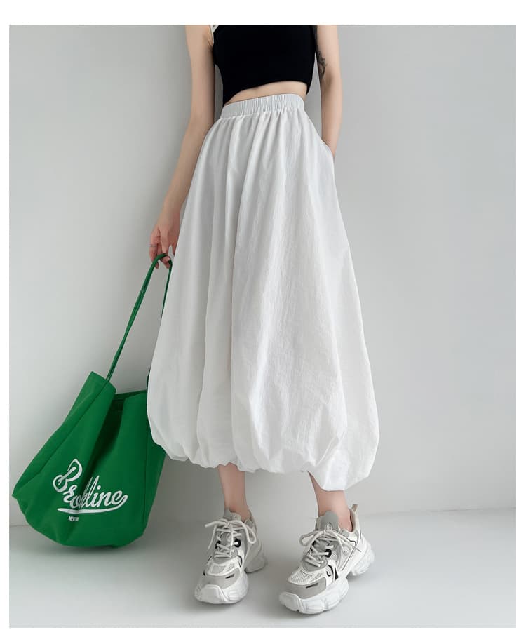 白スカート ふんわりバルーンティアードスカート