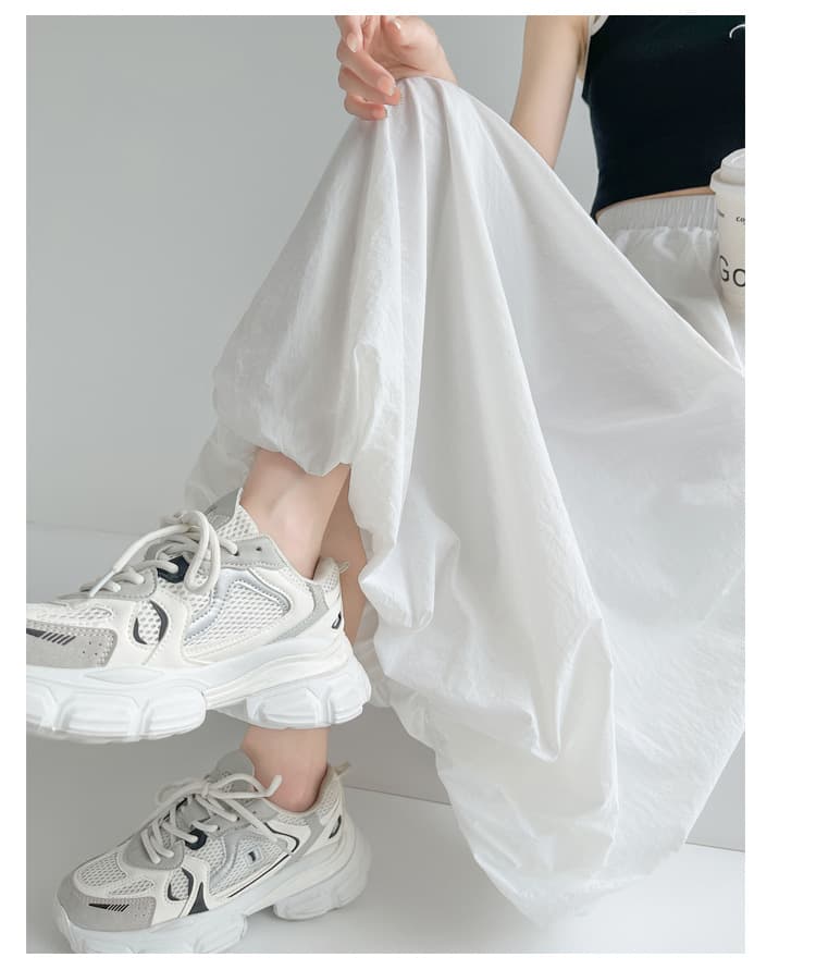白スカート ふんわりバルーンティアードスカート