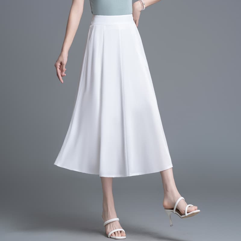 白スカート プリーツ優美な大人スカート