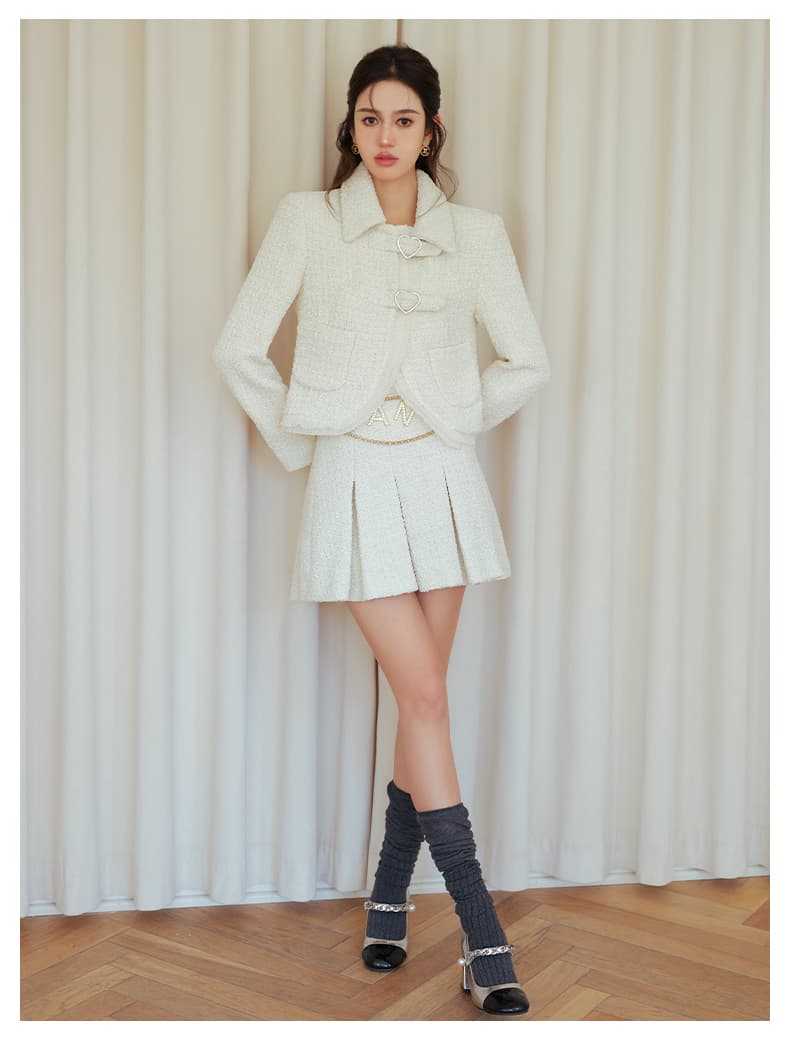 白スカート 上品プリーツスカート