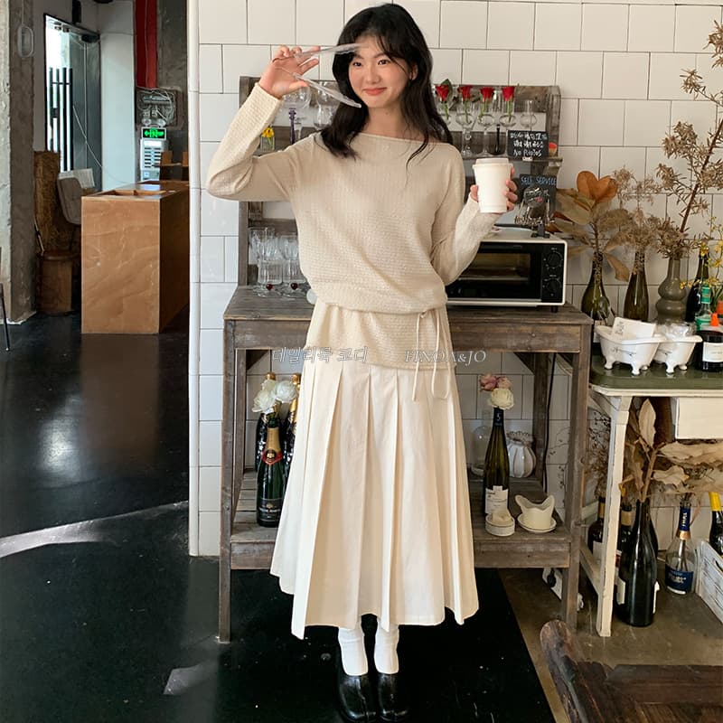 白スカート 優雅プリーツミディ丈スカート