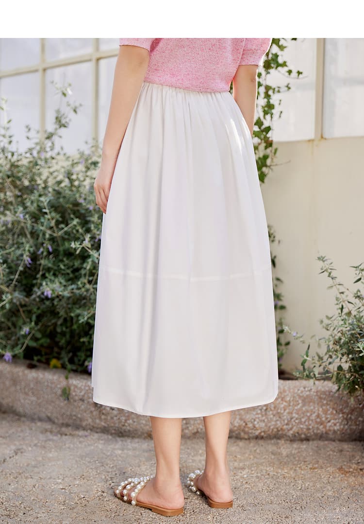白スカート ナチュラルフレアロングスカート