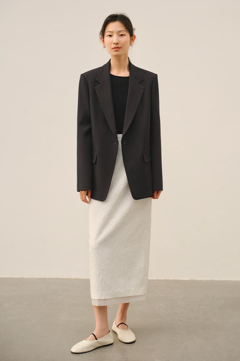 白スカート タイトしわ加工ニュアンススカート