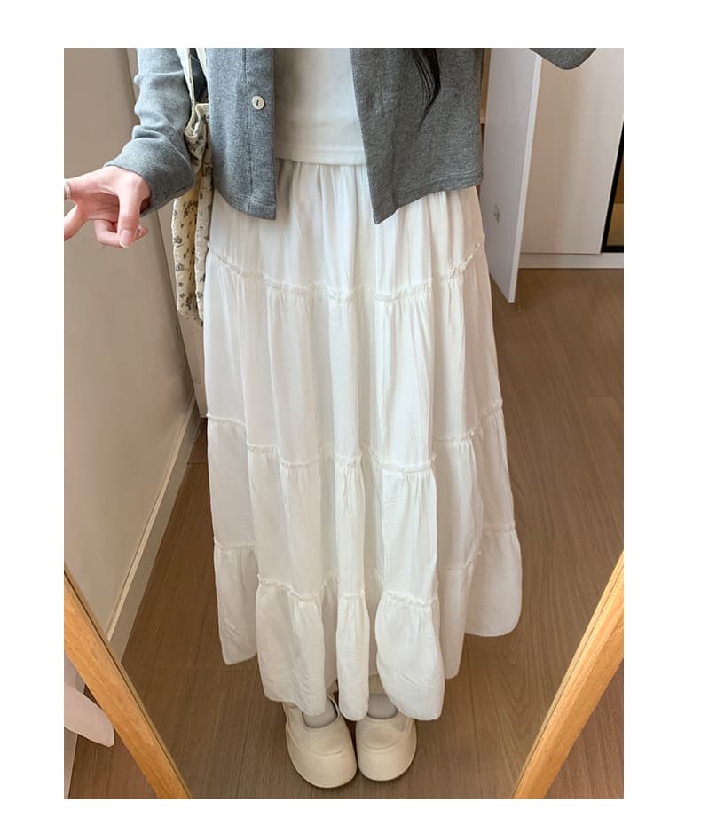 白スカート ふんわり甘やか ティアードスカート