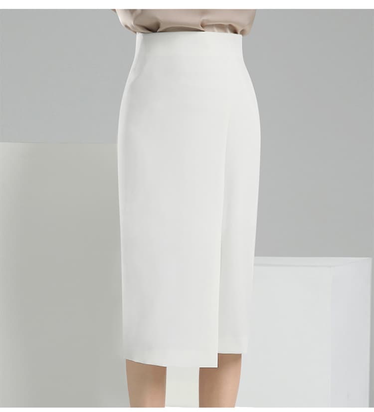白スカート すっきりミディ丈ペンシルスカート