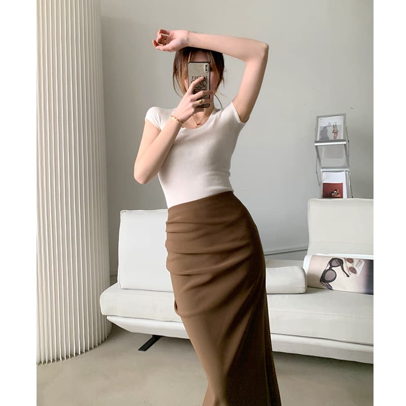 白スカート シンプル上品タイトスカート