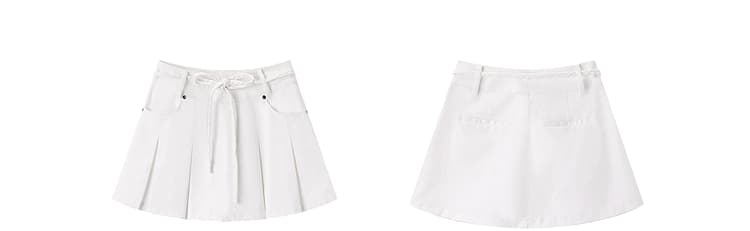 白スカート 優美なプリーツミニスカート