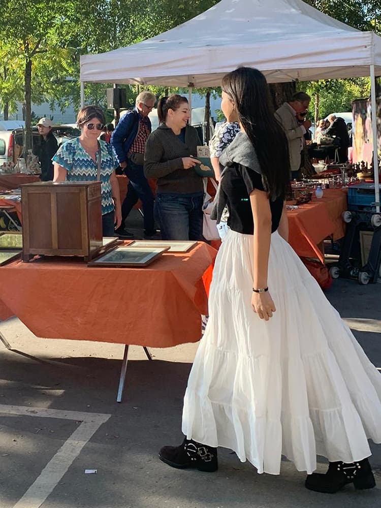 白スカート ティアードプリーツ ロングスカート