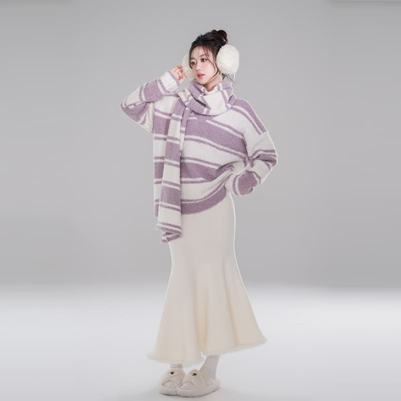 白スカート マーメイド 優美な曲線シルエット