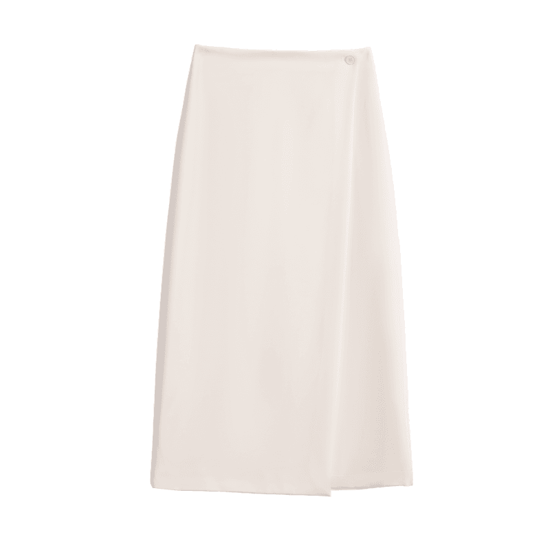 白スカート すっきりシルエット膝下スカート