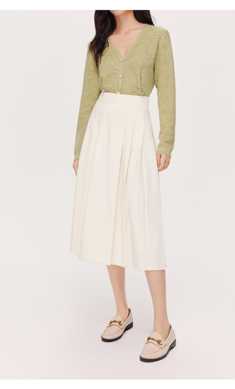 白スカート 贅沢プリーツ スカート