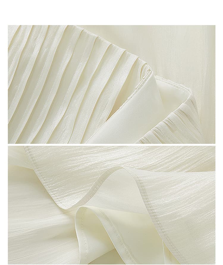 白スカート なめらかシルエット プリーツロングスカート