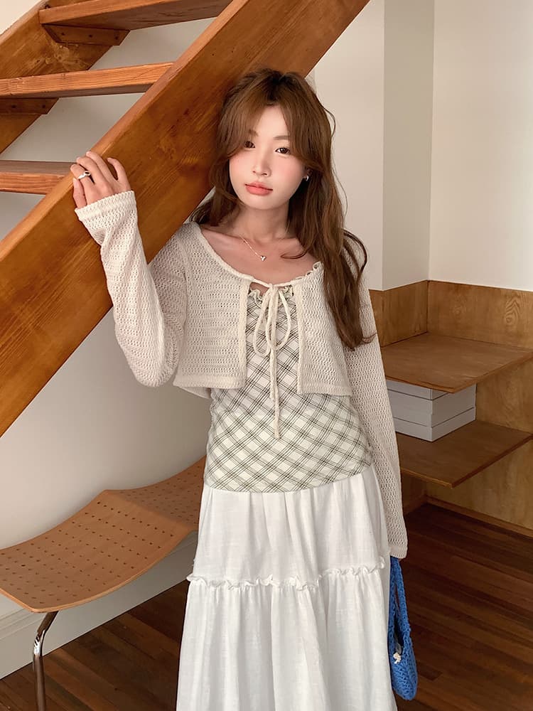 白スカート  ティアードフリルロング綿麻スカート