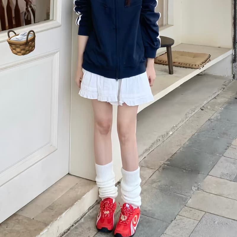 白スカート ゆるふわプリーツミニスカート
