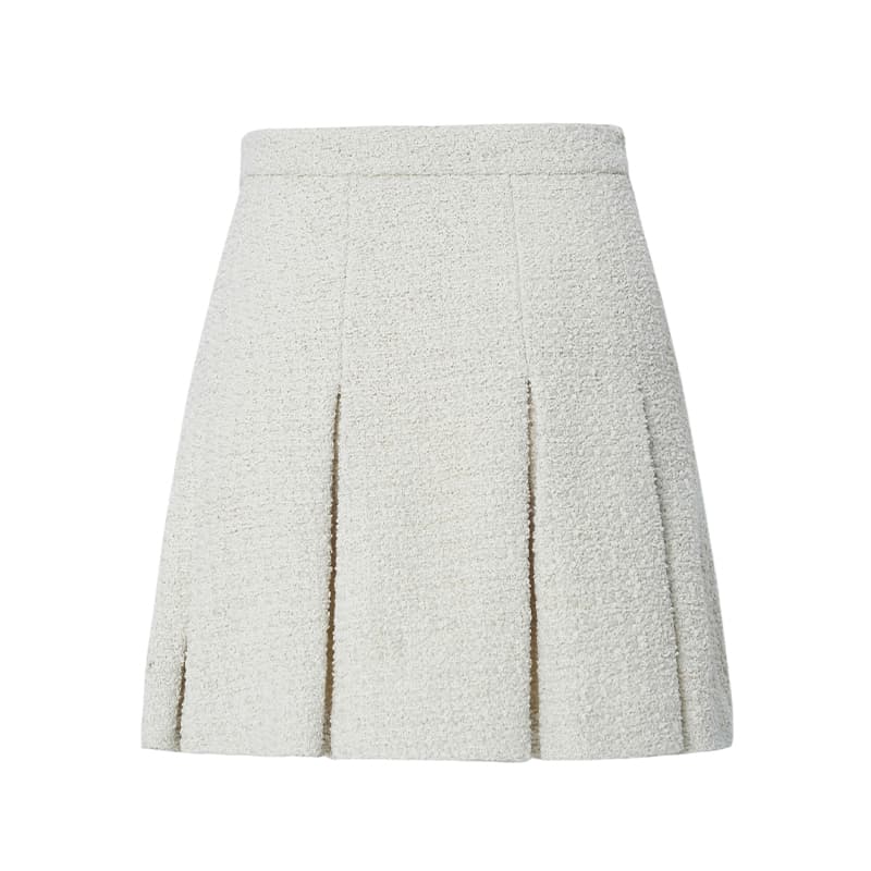 白スカート 上品プリーツスカート