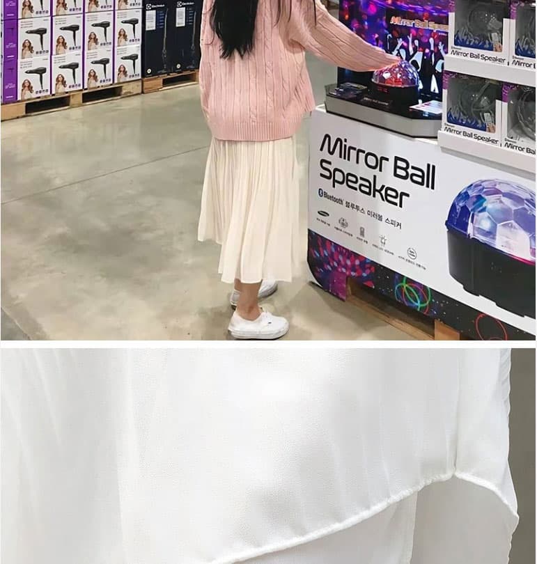 白スカート なめらかプリーツロングスカート