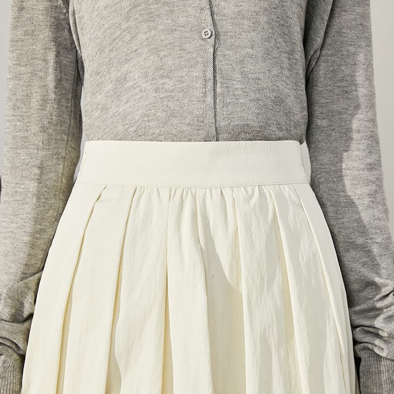 白スカート たっぷりギャザープリーツスカート