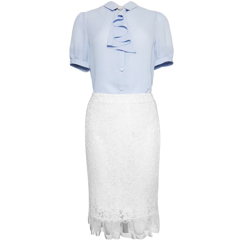 白スカート マーメイドレース切替スカート