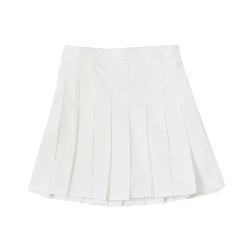 白スカート 優美な たっぷりプリーツスカート